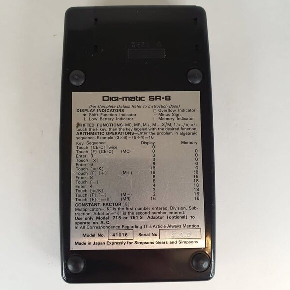 Retro Digi-Matic SR-8 Calculator - Picture 9 of 10